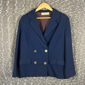 Vintage Halifax Blue Double Breasted Blazer Suit‎ Jacket W/ Solid Metal Buttons